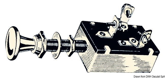 Interruttore a 3 posizioni, pannello ottone cromato.