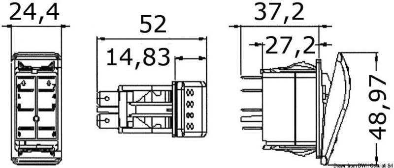 Interruttori a bascula impermeabili Marina TOP doppio LED