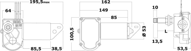 Motore serie 20 W per bracci e spazzole max 550 mm alberino alettata millerighe