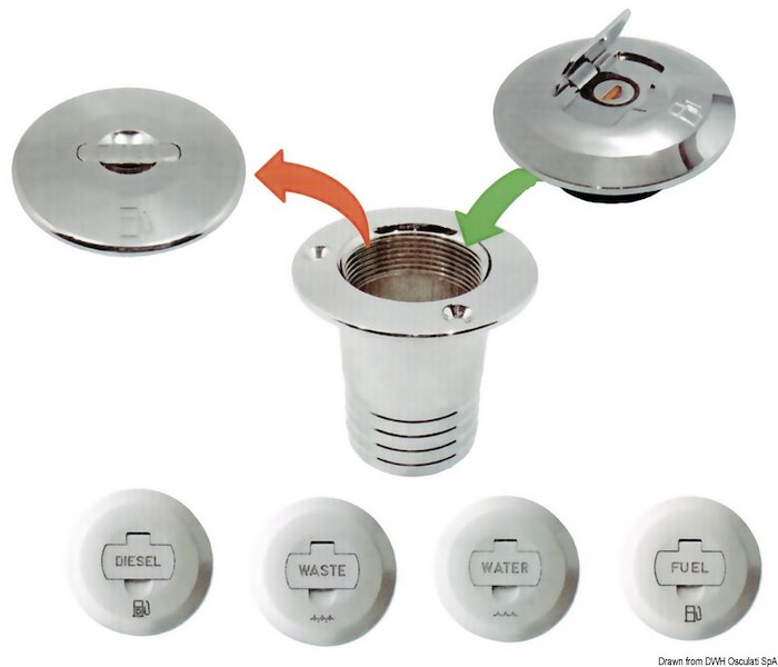 Tappo in ottone cromato con chiave