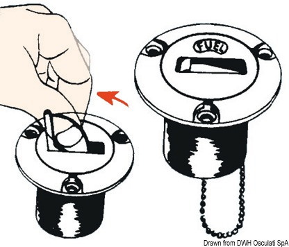 Tappo Utility a filo in ottone cromato con apertura a ribalta