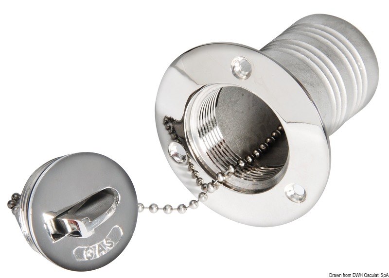 Tappo Utility a filo in ottone cromato con apertura a ribalta