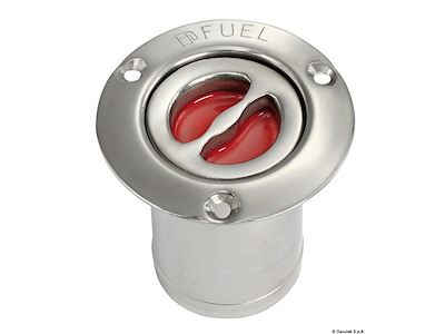 Tappo di rifornimento in acciaio inox lucidato a specchio, a filo e con maniglietta di apertura