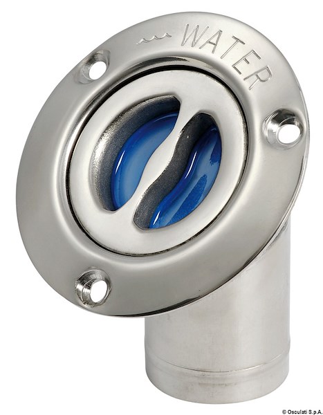 Tappo di rifornimento in acciaio inox lucidato a specchio, a filo e con maniglietta di apertura