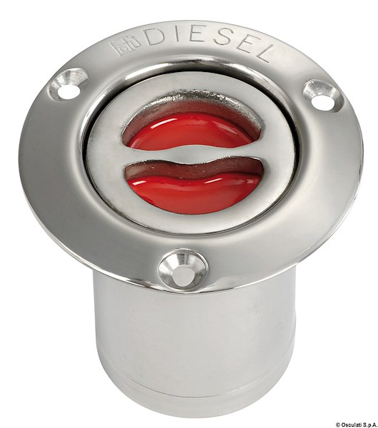 Tappo di rifornimento in acciaio inox lucidato a specchio, a filo e con maniglietta di apertura