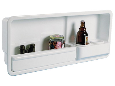 Vano laterale portaoggetti provvisto di due portabicchieri /lattine/ piccole bottiglie