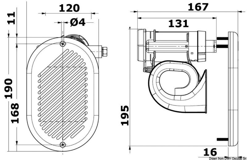 Tromba elettropneumatica HURRICANE con compressore inglobato nella tromba e mascherina