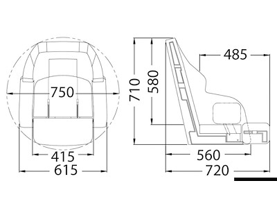 Sedile anatomico imbottito con flip up 3090