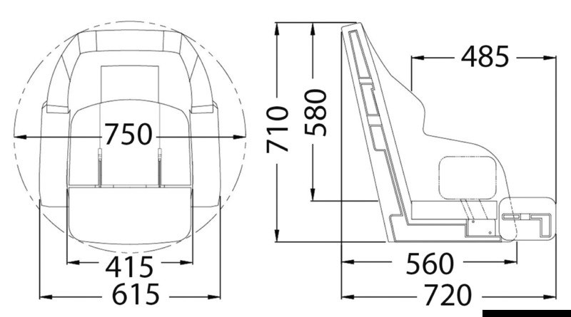 Sedile anatomico imbottito con flip up 3090