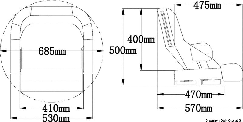 Sedile anatomico imbottito con Flip UP H52R