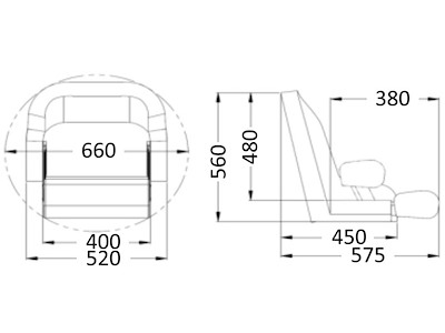 Sedile compatto imbottito con flip up H51