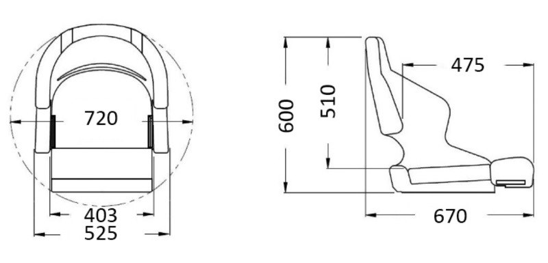 Sedile anatomico imbottito con flip up H52