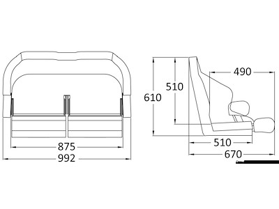 Doppio sedile anatomico imbottito con flip up H99