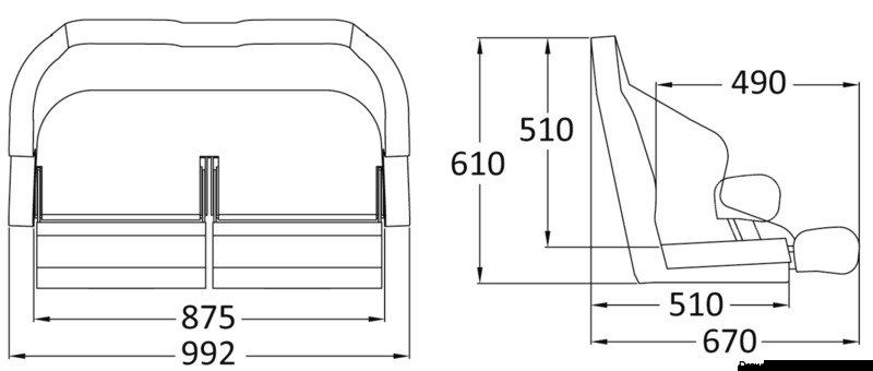 Doppio sedile anatomico imbottito con flip up H99