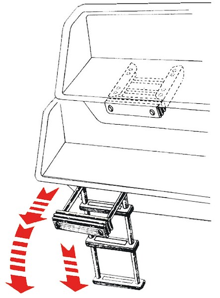 Scaletta da plancetta a scomparsa totale con slitta telescopica