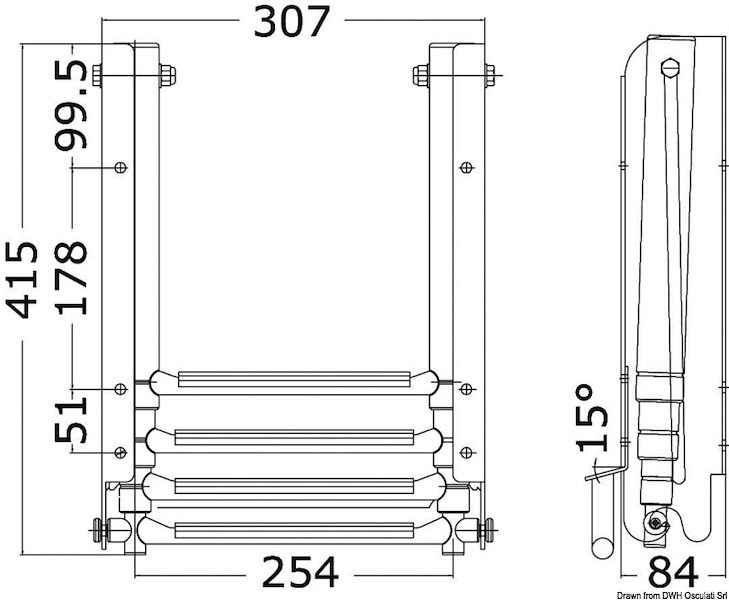 Scaletta sotto plancetta 4 gradini 