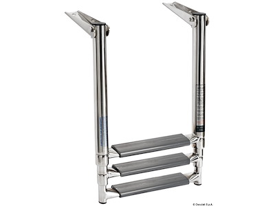 Scaletta telescopica per plancetta con tubi ovali e con gradino maggiorato