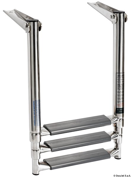 Scaletta telescopica per plancetta con tubi ovali e con gradino maggiorato