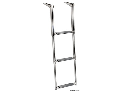 Scaletta telescopica per plancetta con tubi ovali e con gradino maggiorato