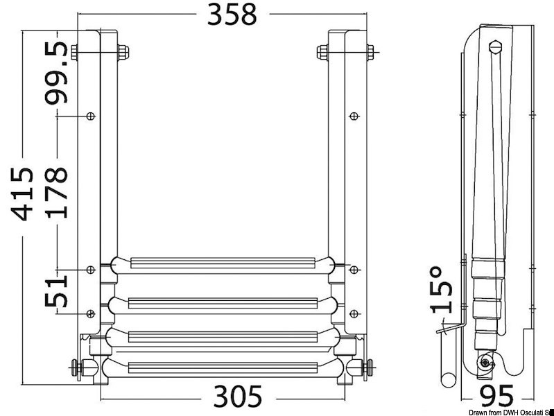 Scaletta sotto plancetta 4 gradini XL 