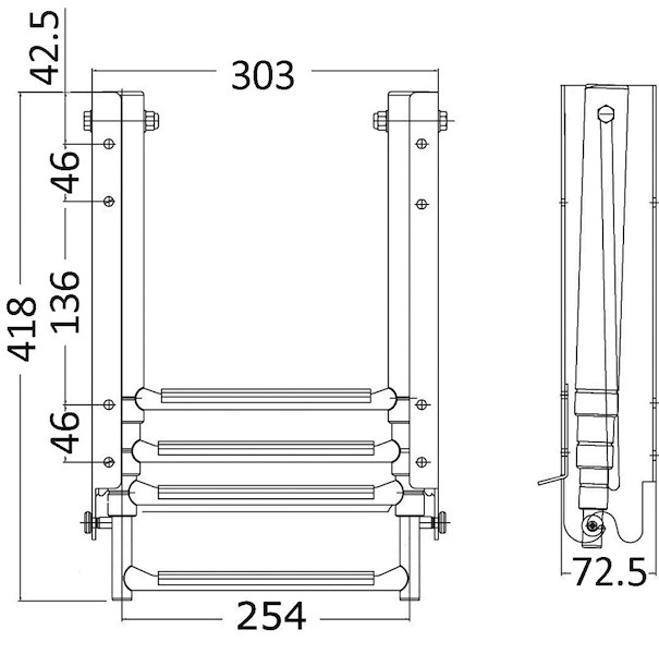 Scaletta sotto plancetta con gradino a sbalzo 