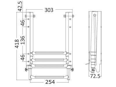 Scaletta sotto plancetta con gradino a sbalzo 