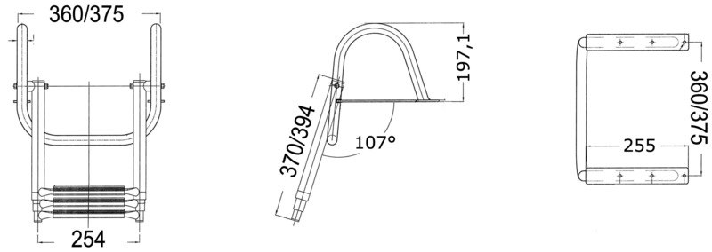 Scaletta telescopica da plancetta con maniglioni