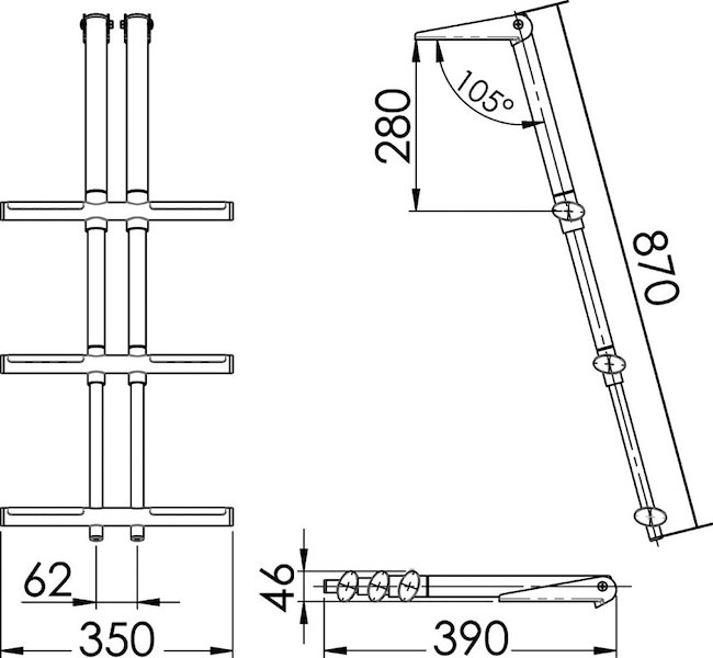 Scaletta DIVER telescopica da plancetta