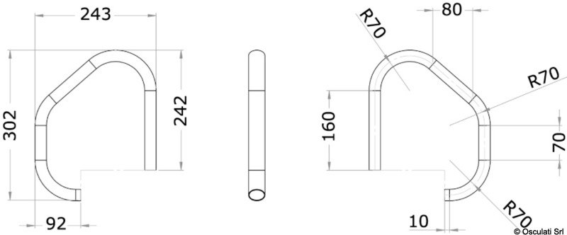 Maniglia di risalita a sezione ovale