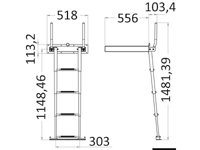 Scaletta a scomparsa per plancetta 4 gradini 