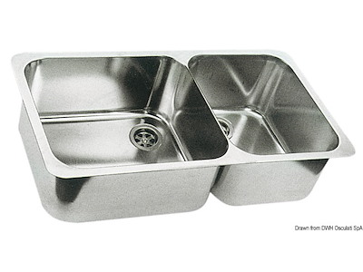 Lavello doppio 600 x 320 mm inox 