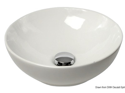 Lavello semisferico in ceramica per montaggio su piano