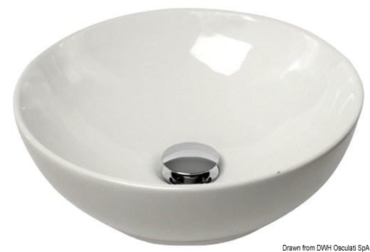 Lavello semisferico in ceramica per montaggio su piano