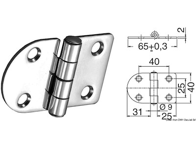 Cerniera inox 65x40 mm 
