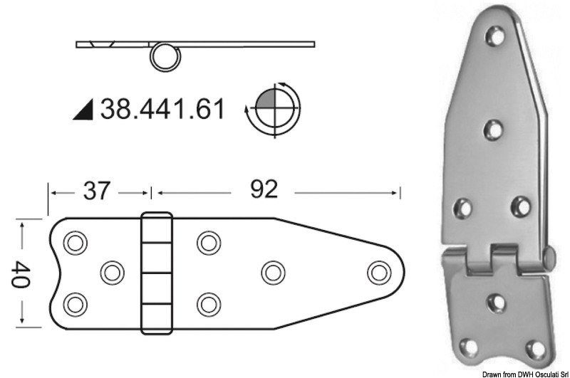 Cerniera nodo rovesc. 129x40 mm 