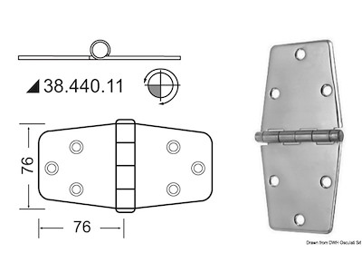Cerniera inox 152x76 mm 
