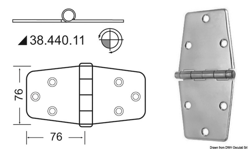 Cerniera inox 152x76 mm 