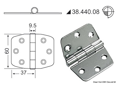 Cerniera inox 74x60 mm 