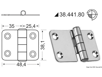 Cerniera nodo sporgente 60,4x38,1 mm 