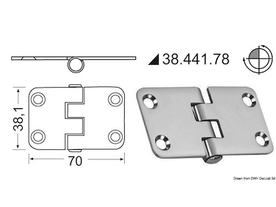 Cerniera inox rovesciata 70x38,1 mm 