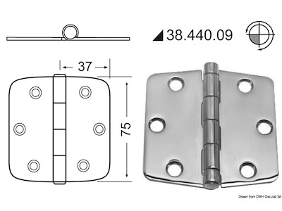 Cerniera inox 74x75 mm 