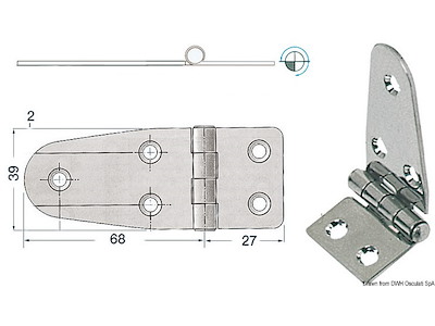 Cerniera inox asimm. 95x39 mm 