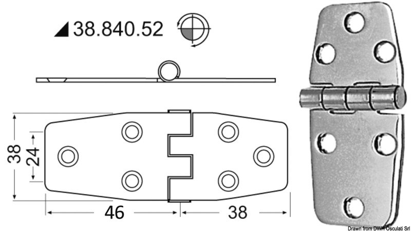 Cerniere inox 88x38 mm 