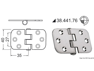 Cerniera inox rovesciata 70x39 mm 