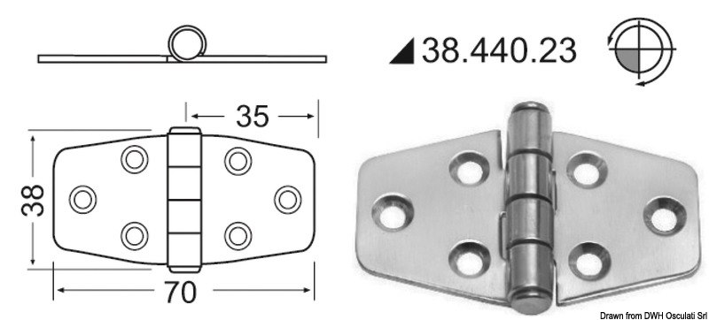 Cerniera standard 70x38 mm 