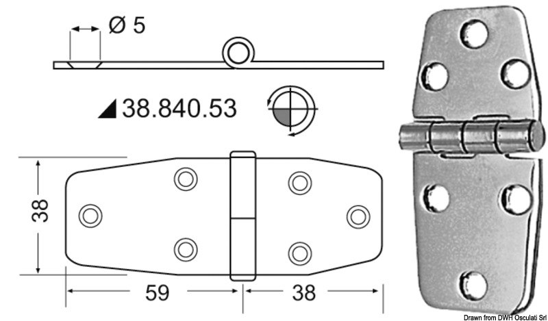 Cerniere inox 97x38 mm 