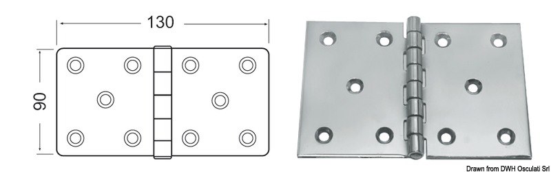 Cerniera inox 130x90 mm 