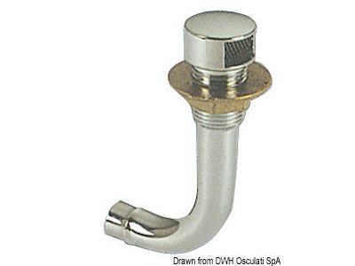 Sfiato carburante in ottone cromato con portagomma a 90°