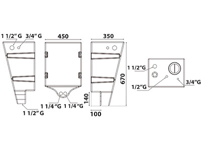 Serbatoio per acque nere a parete 60 l 