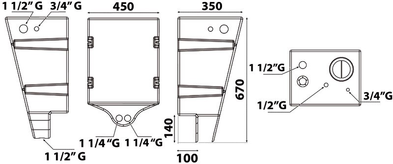Serbatoio per acque nere a parete 60 l 